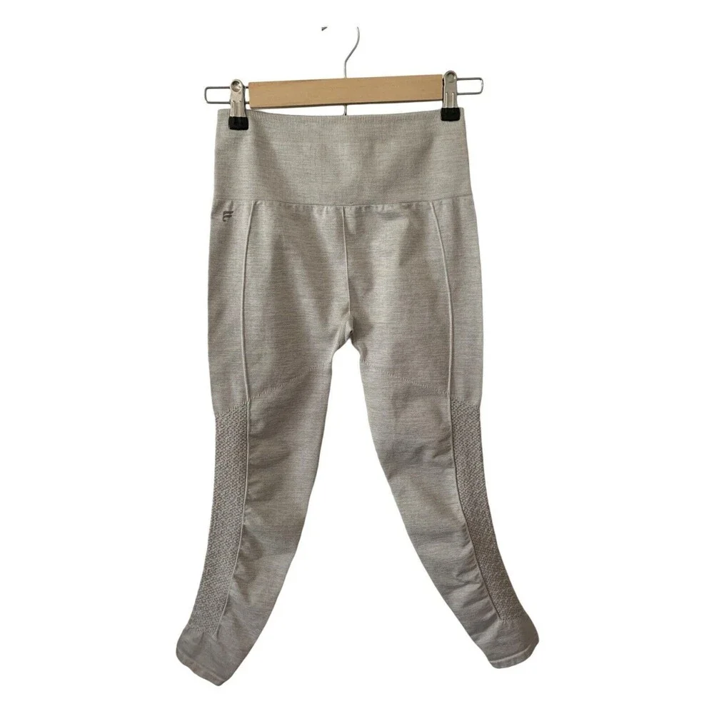 Fabletics Sync High-Waisted Leggings Perforated Side Light Grey Heather ~Small